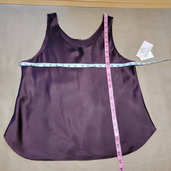 LA Intimates Size L Aubergine Purple Satin Pajama 2-Piece Set, NEW with Tags - Picture 4 of 13